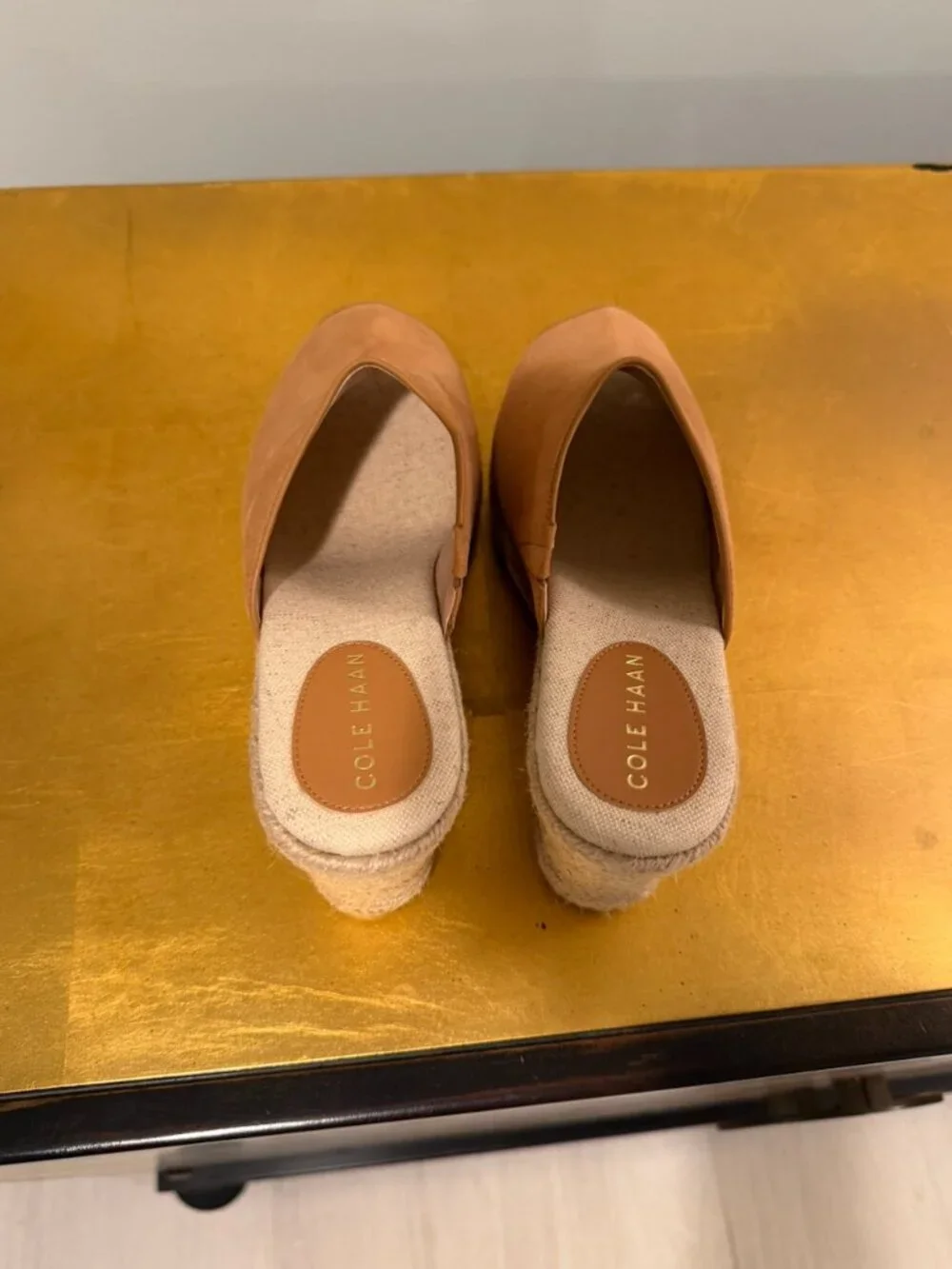 Tan Suede Espadrille Wedges
